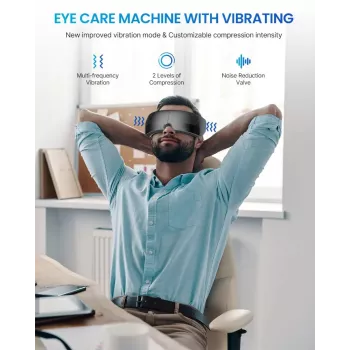 RENPHO Eyeris View oogmassageapparaat met warmte, compressie, trilling, Bluetooth, USB-C, opvouwbaar, grijs