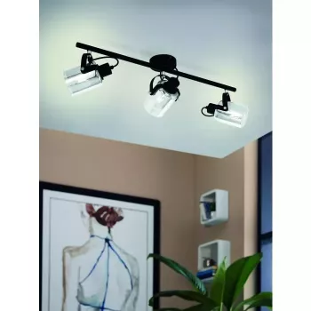 BERREGAS 3-lichts E27 plafond- en wandlamp, zwart/chroom, 220-240V, IP20, binnen