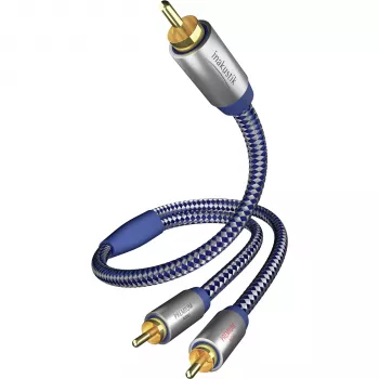 in-akustik Premium Y-subwooferkabel - 2x RCA male naar 1x RCA male, 3,0 m, zwart