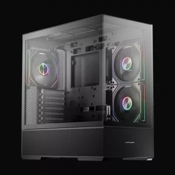 LC-Power gaming midi tower ATX 812B Onyx Vision met tempered glass en 4x aRGB ventilatoren, zwart