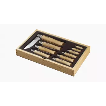 Opinel verzamelset houten doos 10-delig zakmessen