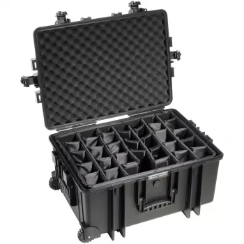 B&W outdoor case type 6800 harde schaal met tussenschotten, zwart
