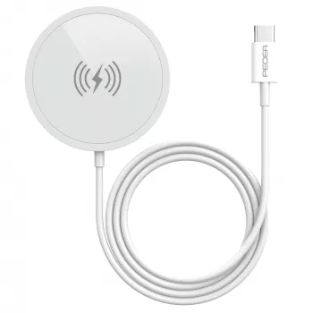 PEDEA Draadloze Magnetische Oplaadpad 15W - USB-C, Zilver/Wit