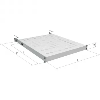 EFB Electronics 19-inch 1U Vaste legplank, inbouwdiepte 750-850 mm, draagvermogen 120 kg, kastdiepte 1000 mm, RAL 7035 Lichtgrijs
