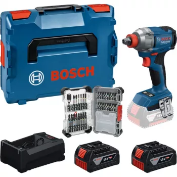 BOSCH PowerTools accu-slagmoersleutel set GDX 18V 285 Nm met 2 accu's 5,0 Ah en 31-delige bitset in L-BOXX