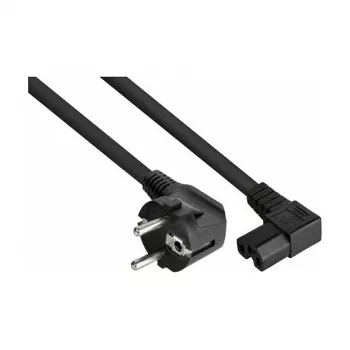 Kabelmeister stroomkabel Schuko-stekker type E+F 90° haaks naar IEC C15 rechts haaks - 1,8m zwart