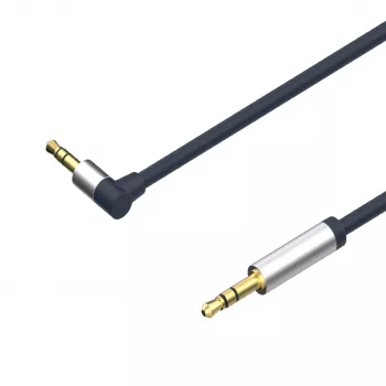 ShiverPeaks audio 3,5mm jackkabel, haaks/recht 0,7m - zwart