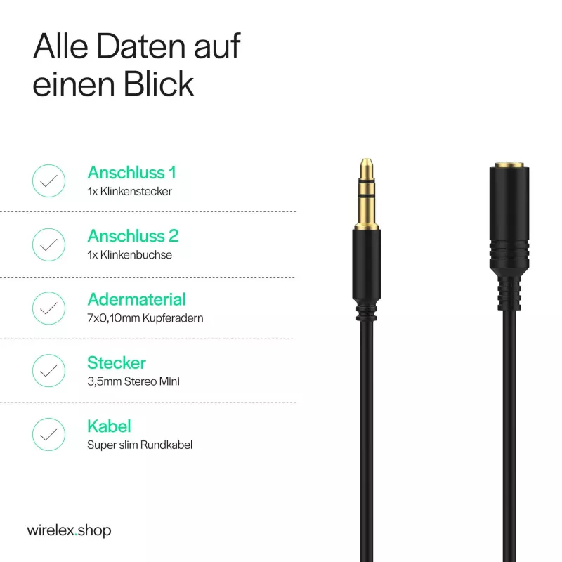 ShiverPeaks audiojackkabel mini flex