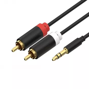 ShiverPeaks audio 3,5mm jack naar 2x RCA stereo audiokabel 1,5m verguld zwart