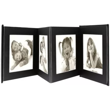 DEKNUDT leporello fotoalbum zwart 8 foto's 10x15 cm leer