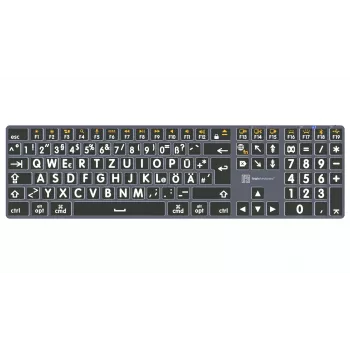 LogicKeyboard XL-Print Titan wit op zwart DE (Mac) - Duitse QWERTZ-indeling