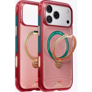 TORRAS World Cup Ostand Q3 Air MagSafe-hoesje voor Apple iPhone 15 Pro (Portugal Red)
