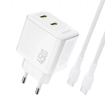 Dudao A28PCEU 45W GaN USB-C-oplader met 1m USB-C-kabel - wit