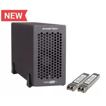 Sonnet Twin25G Thunderbolt 5 dual-port 25Gb Ethernet-adapter (SFP28's inbegrepen)