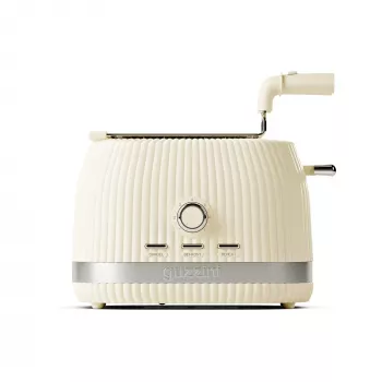 Guzzini Sous Chef Broodrooster met uitklapbare tangen, Crème, 800 W, 2 sneetjes, biobased materiaal