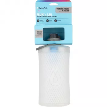 HydraPak Flux+ 1,5L filter-waterfles - Clear/HP Blue