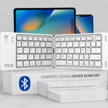 INCA opvouwbaar Bluetooth 5.0-toetsenbord IBK-580BT, slim, USB-C, QWERTY, zwart