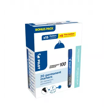 Pilot Pen SCA-100-L-P20 permanente marker blauw 1,0 mm 20-pack (15 + 5 gratis)