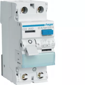 Hager CDS263D aardlekschakelaar 2-polig 63A 30mA type A 6kA QuickConnect