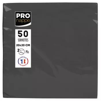 PROnappe zwarte 2-laags servetten 20 x 20 cm 50 stuks