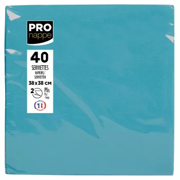 PROnappe servetten turquoise 2-laags 19,0 x 19,0 cm 40 stuks