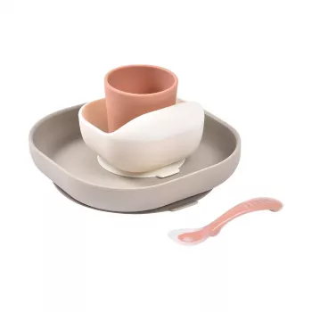 Beaba siliconen babymaaltijdset met zuigvoet terracotta (913602)