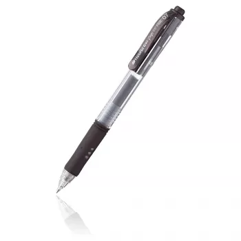 Pentel Hybrid Gel Grip intrekbare gelpen - zwarte inkt - 0,7 mm - medium - transparante behuizing - metalen punt