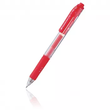 Pentel Hybrid Gel Grip intrekbare gelpen - rode inkt - 0,7 mm medium punt - transparante behuizing - metalen clip