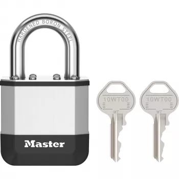 Master Lock Elite 45mm gelamineerd hangslot met 25mm beugel, 5-pins cilinder, zilver/grijs