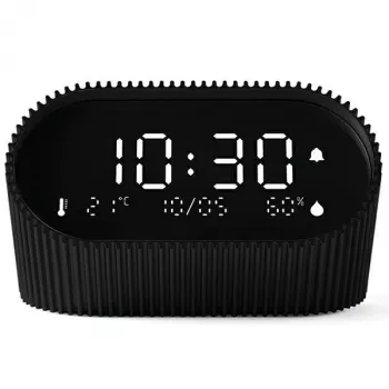Lexon Ray Clock wekker met temperatuur- en luchtvochtigheidssensor, zwart