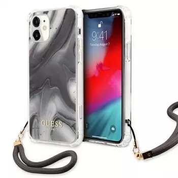 Guess GUHCP12SKSMAGR iPhone 12 Mini 5,4 inch grijze hardcase Marble Collection