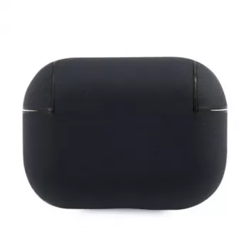 BMW AirPods Pro hoesje marineblauw van echt leer zilverkleurig logo