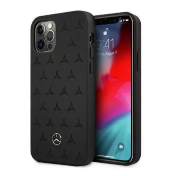 Mercedes-Benz iPhone 12 Pro Max 6,7 inch hardcase leer Stars Pattern zwart