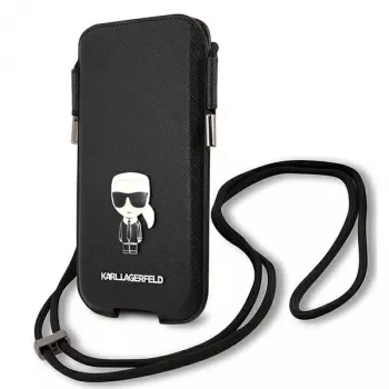 Karl Lagerfeld Saffiano Ikonik Karl hardcase voor iPhone 12/12 Pro 6,1 inch - zwart