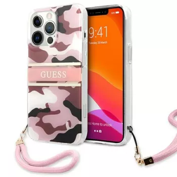 Guess Camo Strap Collection Hard Case voor Apple iPhone 13 Pro / iPhone 13, roze