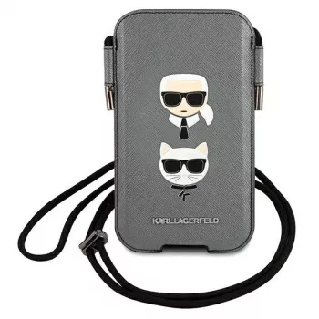 Karl Lagerfeld Ikonik Saffiano hardcase voor Apple iPhone 12 / 12 Pro 6,1 inch grijs