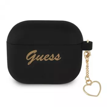 Guess GUA3LSCHSK AirPods 3 siliconen hoesje zwart Charm Heart Collection