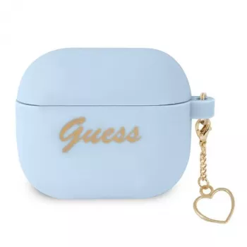 Guess GUA3LSCHSB Charm Heart Collection siliconen hoesje voor AirPods 3, blauw