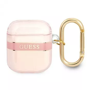 Guess GUA2HHTSP Strap Collection beschermhoes voor Apple AirPods 1/2 - roze