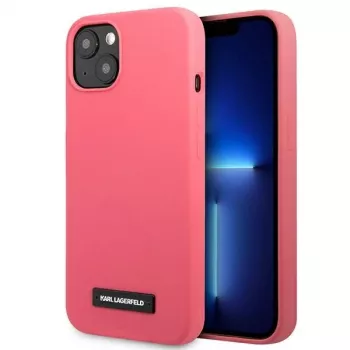 Karl Lagerfeld KLHCP13MSLMP1PI siliconen Plaque-hoes voor iPhone 13/14/15 6,1 inch fuchsia