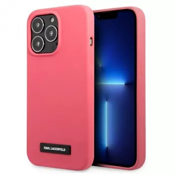 Karl Lagerfeld Silicone Plaque Hard Case voor iPhone 13 Pro / 13 6,1 inch - fuchsia