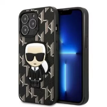 Karl Lagerfeld KLHCP13LPMNIKBK Hard Case voor iPhone 13 Pro / 13 6,1 inch zwart Monogram Ikonik Patch