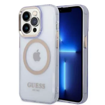 Guess Gold Outline Translucent hardcase voor Apple iPhone 14 Pro 6,1 inch - paars
