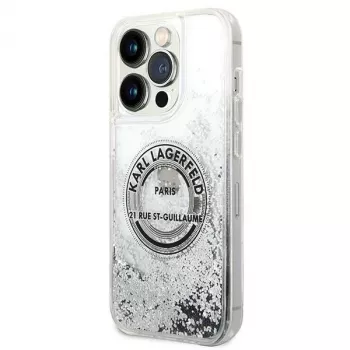 Karl Lagerfeld iPhone 14 Pro 6,1 inch hardcase Liquid Glitter RSG zilver