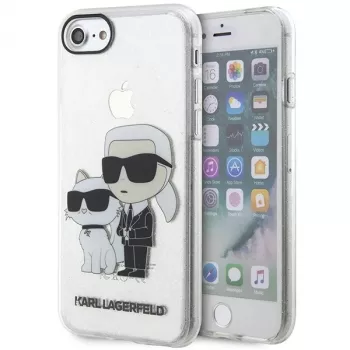 Karl Lagerfeld KLHCI8HNKCTGT iPhone 7/8/SE 2020 / SE 2022 transparante hardcase Glitter Karl & Choupette