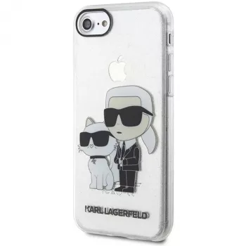 Karl Lagerfeld KLHCI8HNKCTGT iPhone 7/8/SE 2020 / SE 2022 transparante hardcase Glitter Karl & Choupette