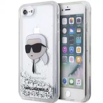 Karl Lagerfeld KLHCI8LNKHCH hardcase Glitter Karl Head voor iPhone 7/8/SE 2020/SE 2022, zilver