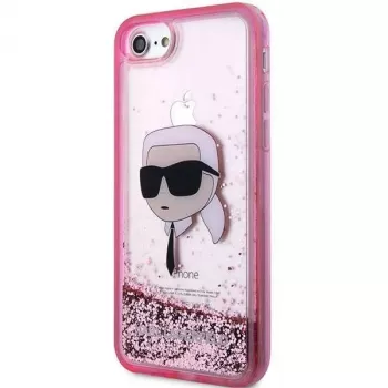 Karl Lagerfeld KLHCI8LNKHCP hardcase Glitter Karl Head voor iPhone 7/8/SE 2020/SE 2022, roze