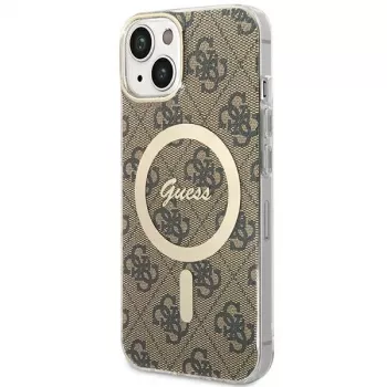 Guess GUHMP13MH4STW iPhone 13 / 14 / 15 6,1 inch bruin Hardcase met MagSafe