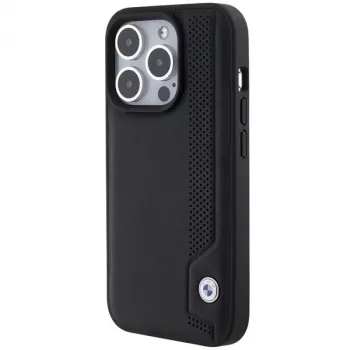 BMW BMHCP15X22RBDK Hardcase leer Blue Dots voor iPhone 15 Pro Max 6,7 inch zwart